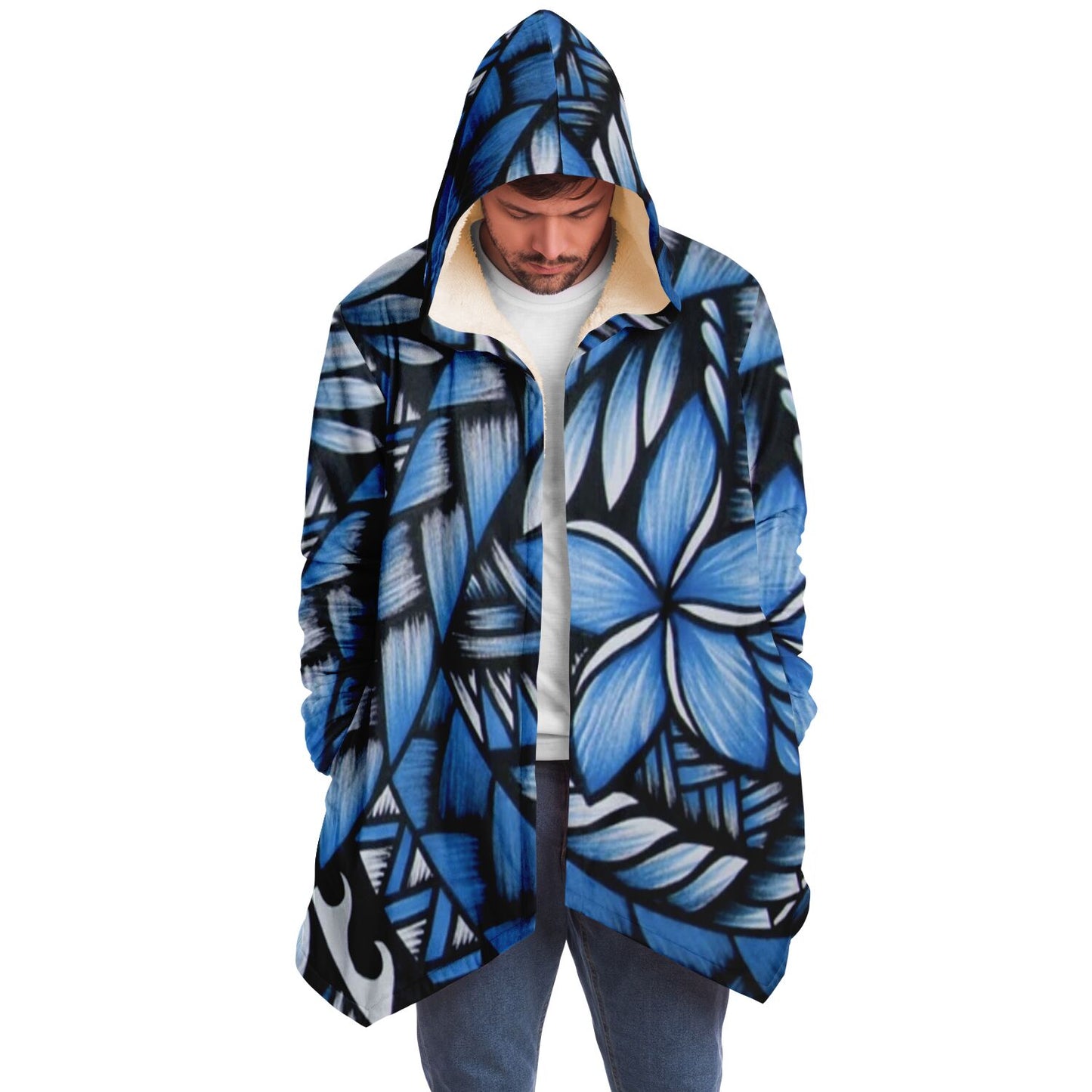 Blue tribal print cloak