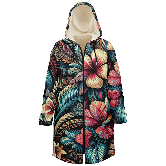 Tribal Flower Zip up Cloak