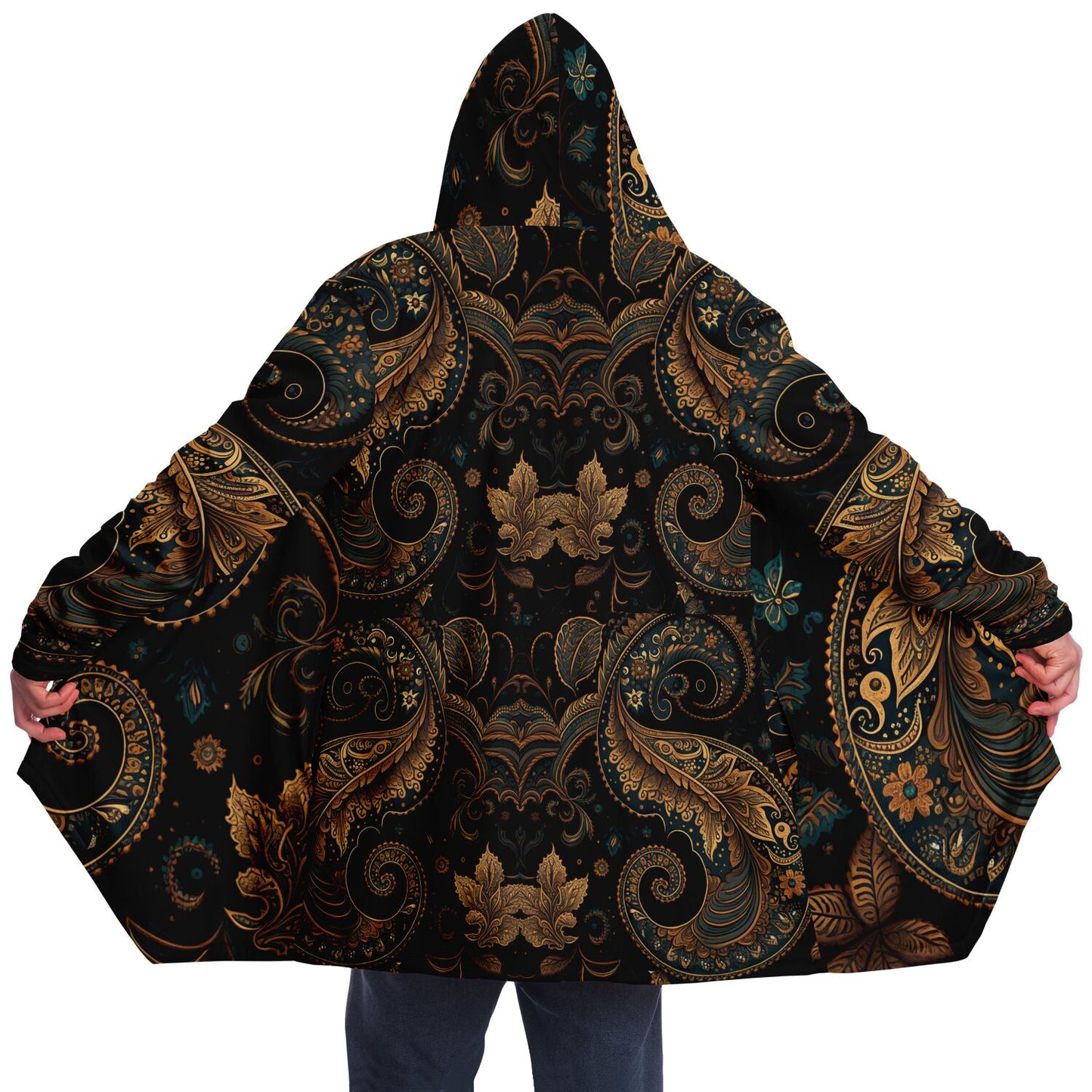 Paisley Print Hooded Cloak