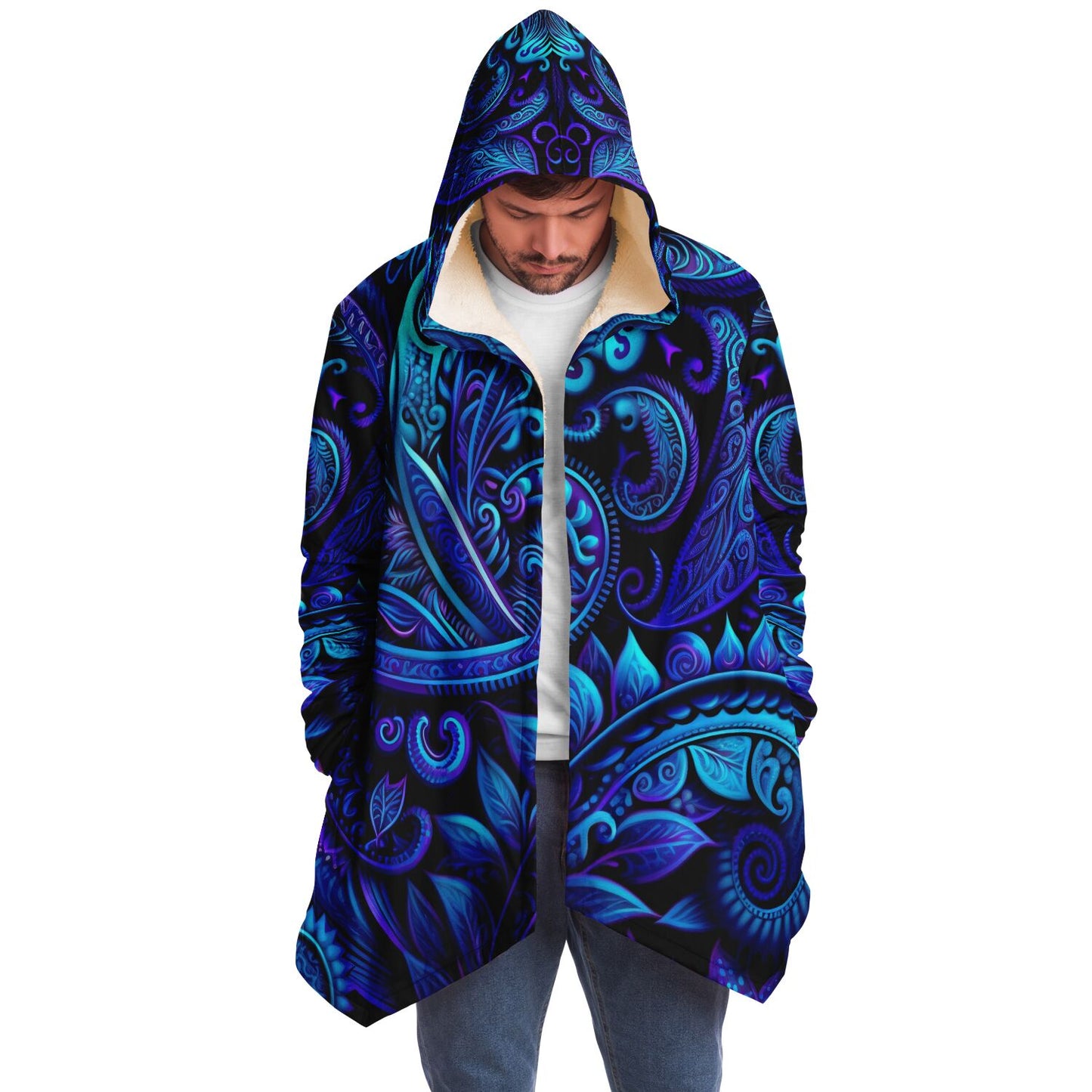 Blue Paisley Print Cloak