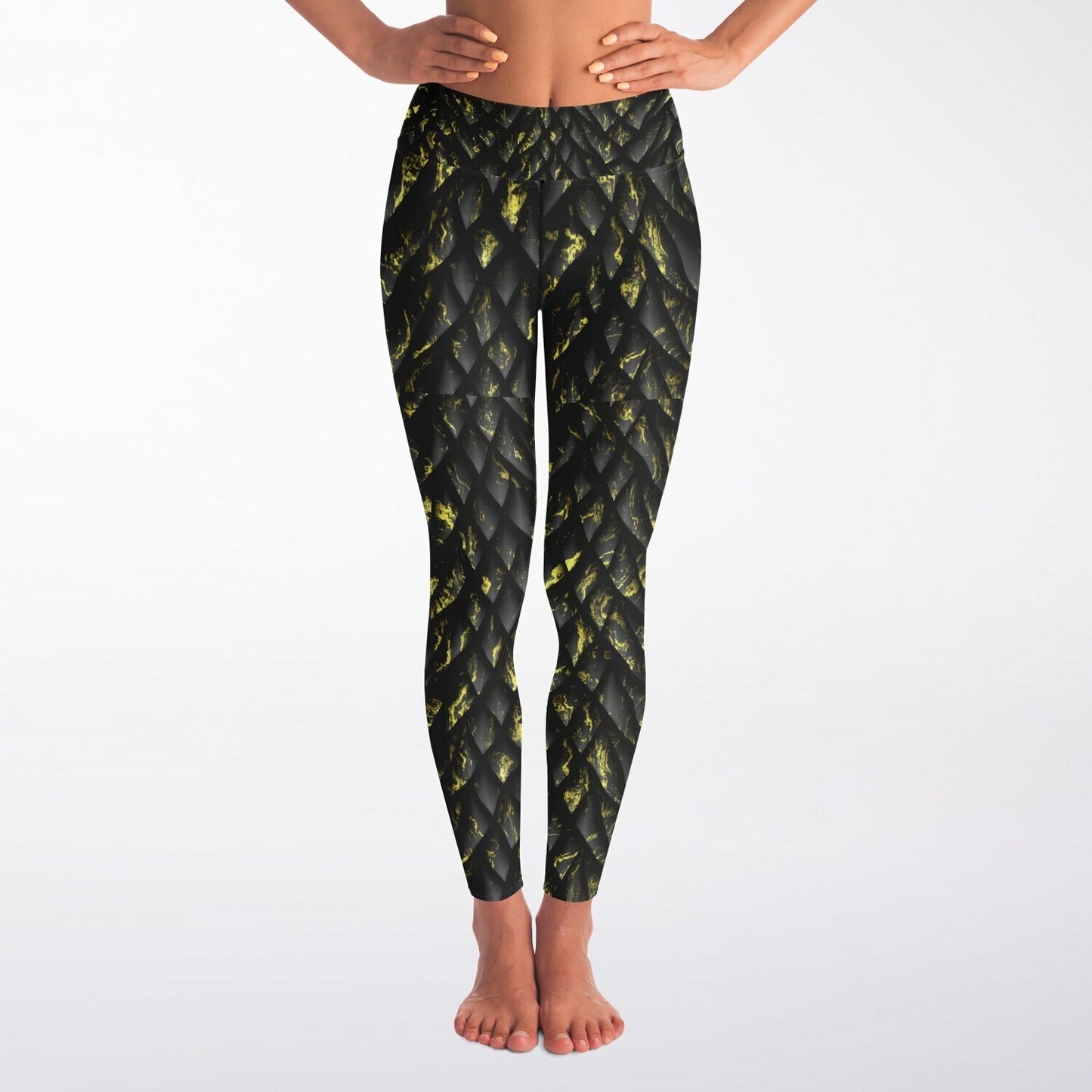 Yoga Leggings - Black Dragon Skin