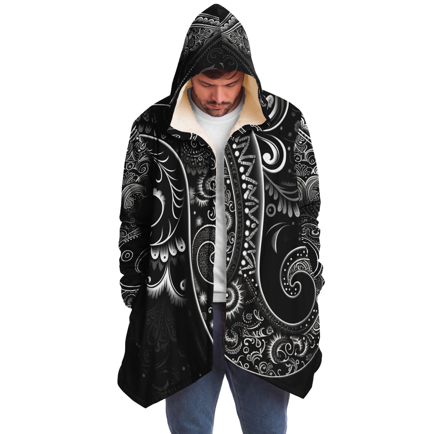 Black Paisley Print Cloak