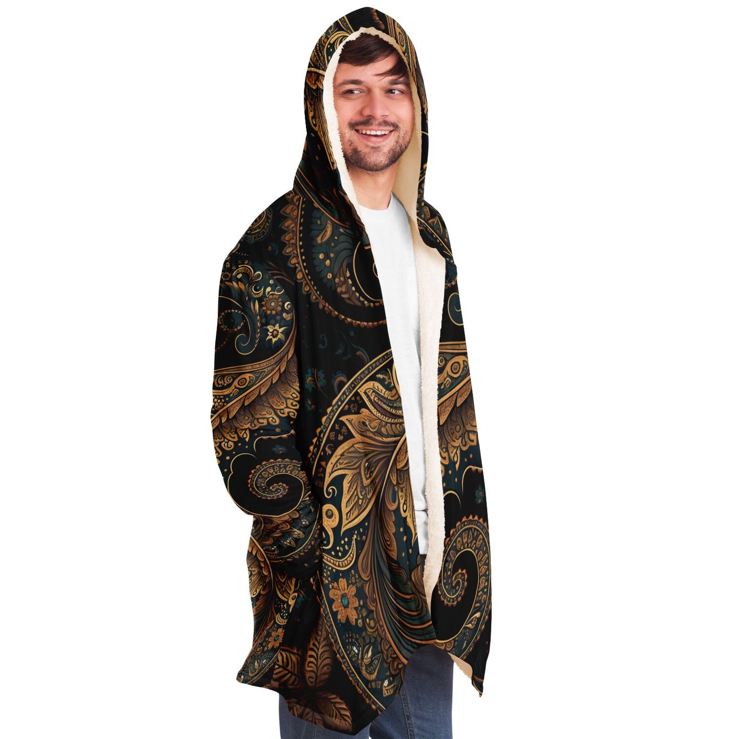 Paisley Print Hooded Cloak