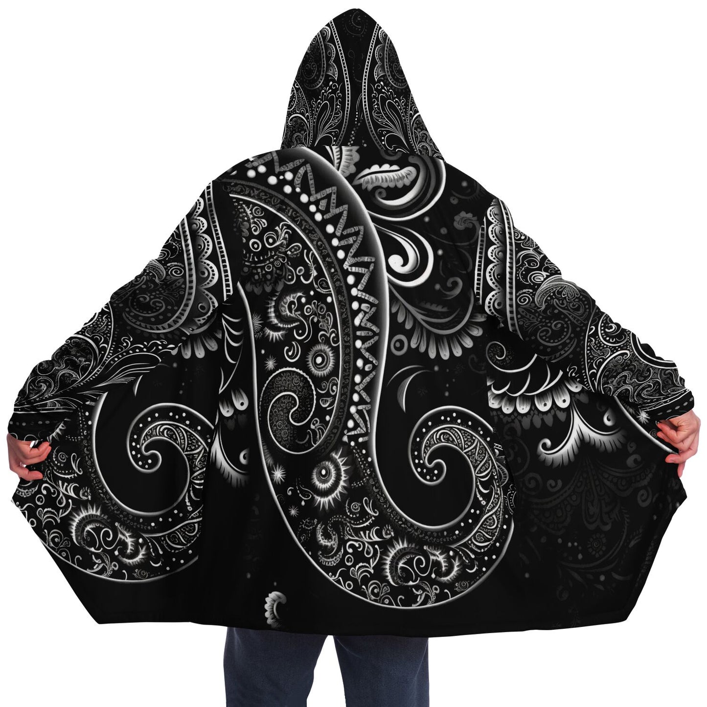 Black Paisley Print Cloak