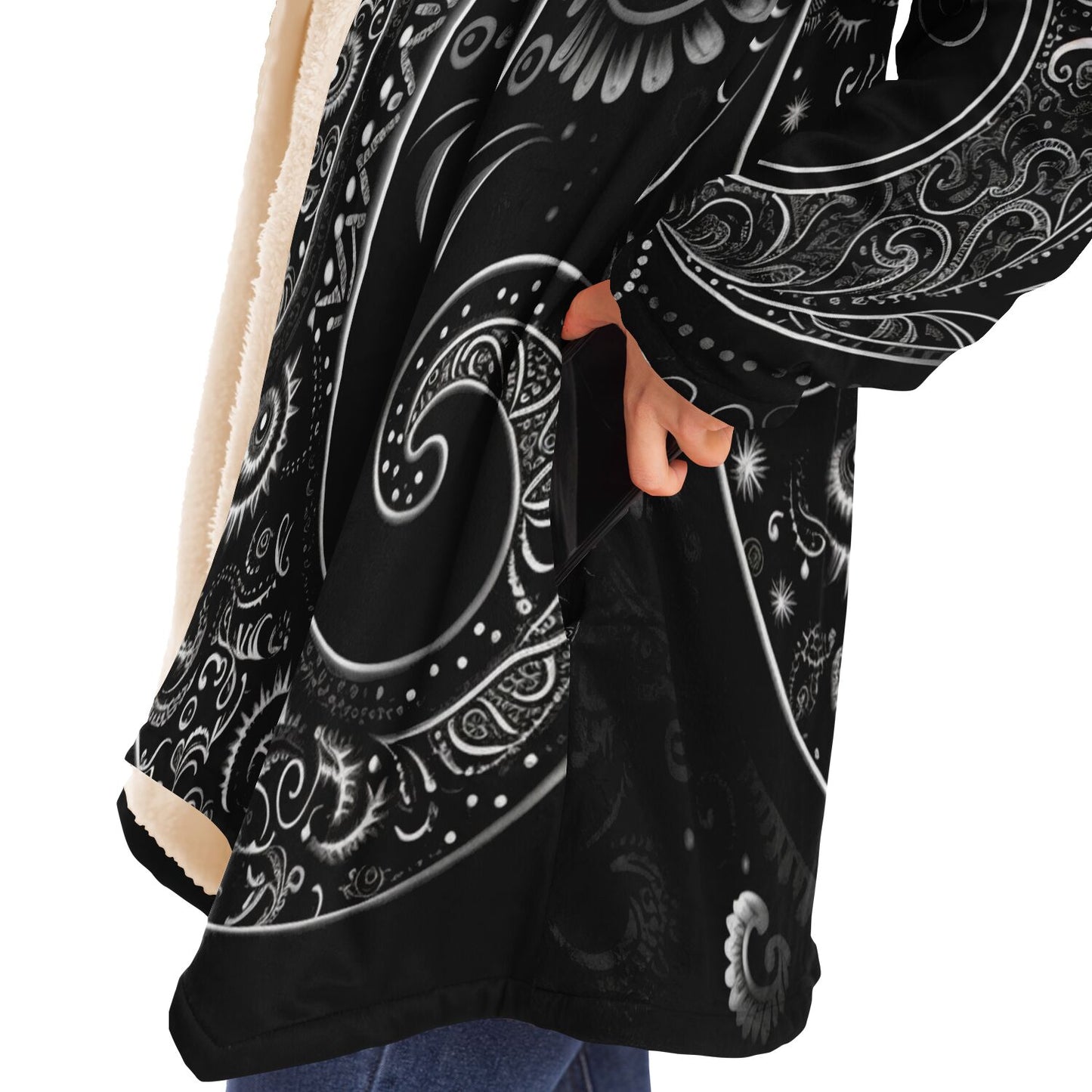 Black Paisley Print Cloak