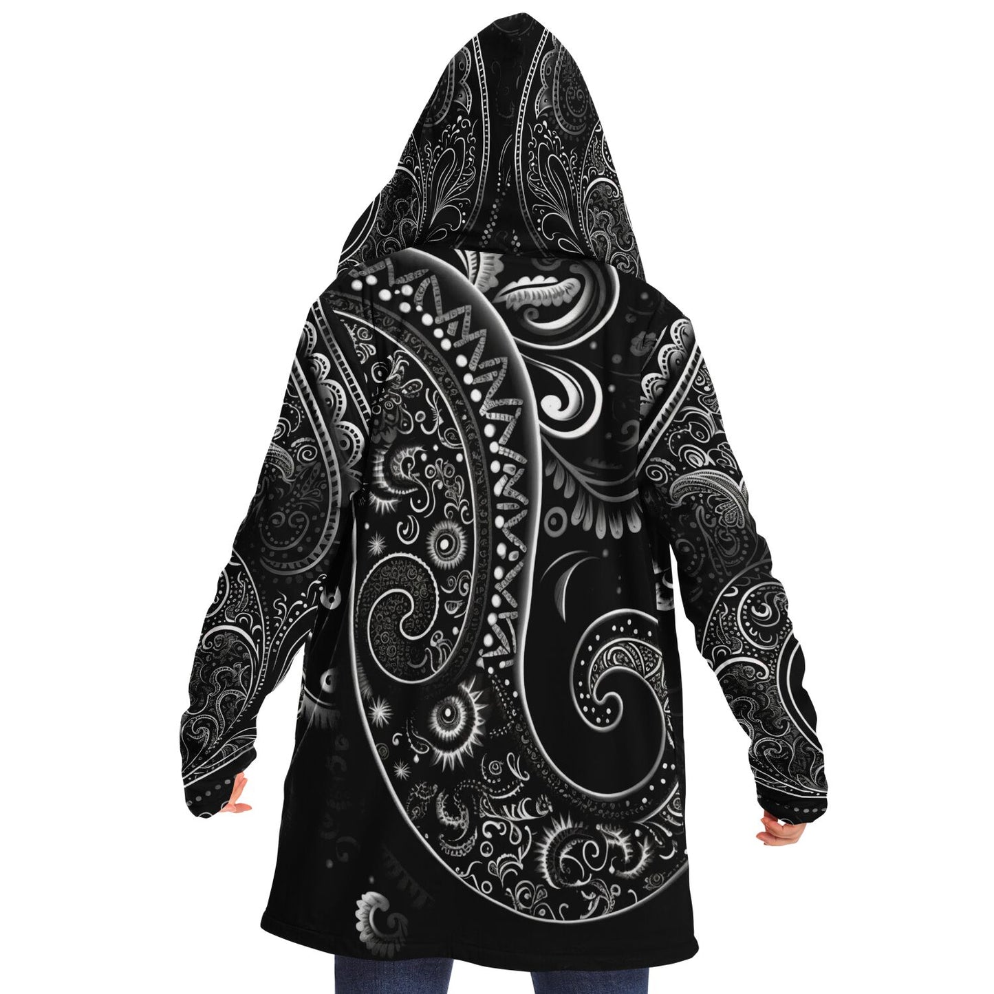 Black Paisley Print Cloak