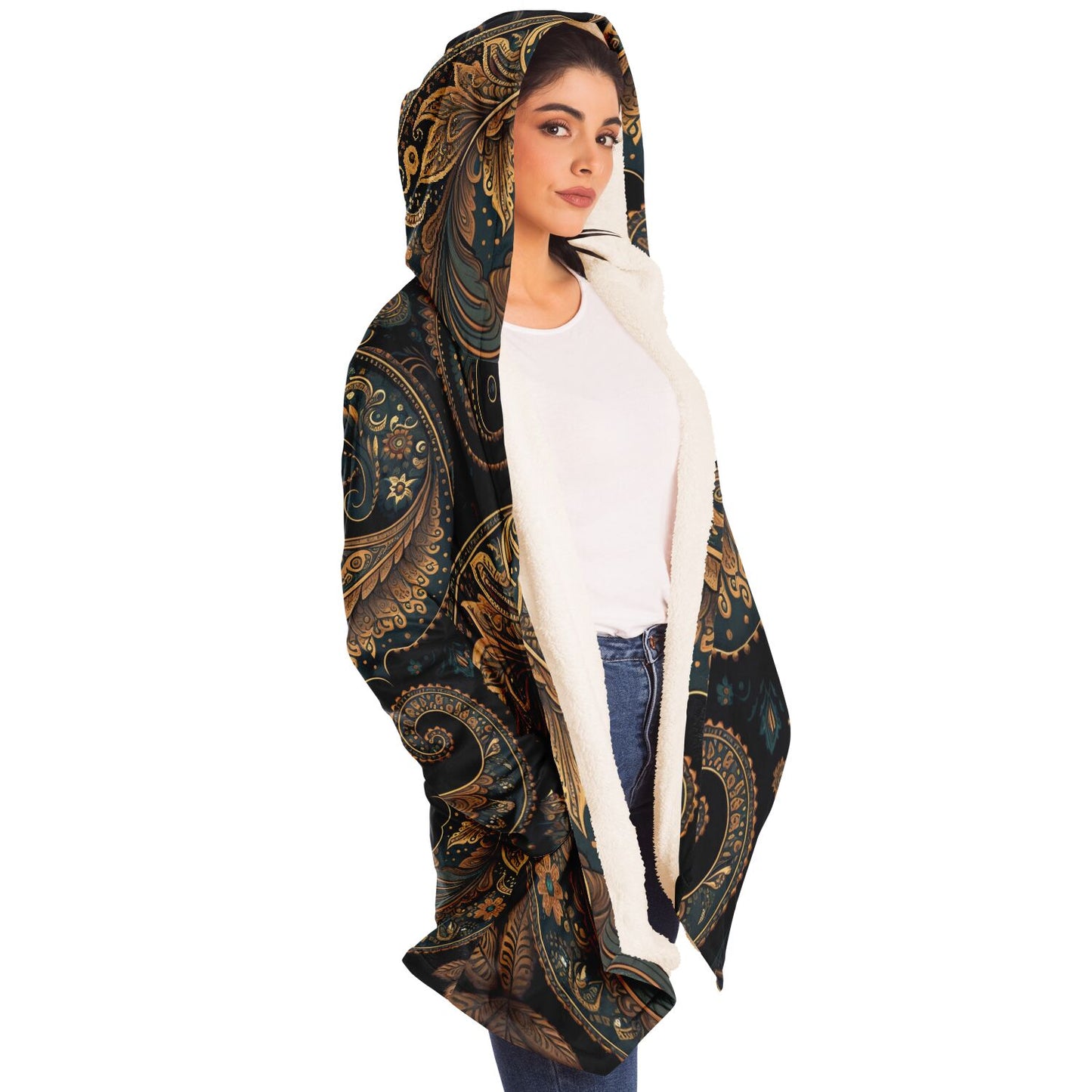 Paisley Print Hooded Cloak