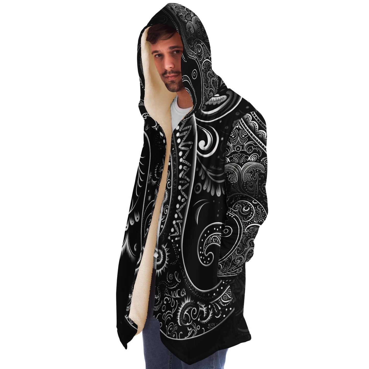 Black Paisley Print Cloak