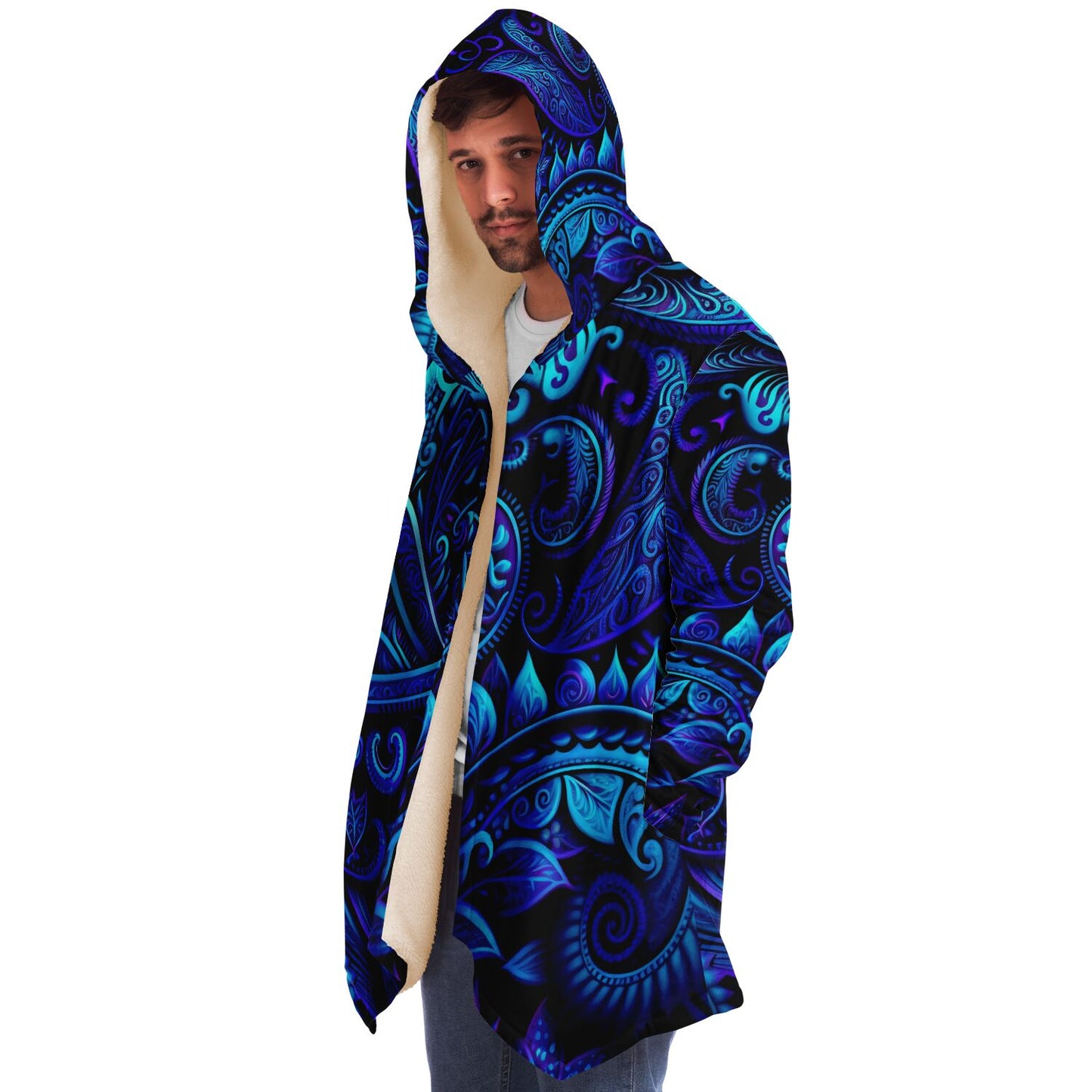 Blue Paisley Print Cloak