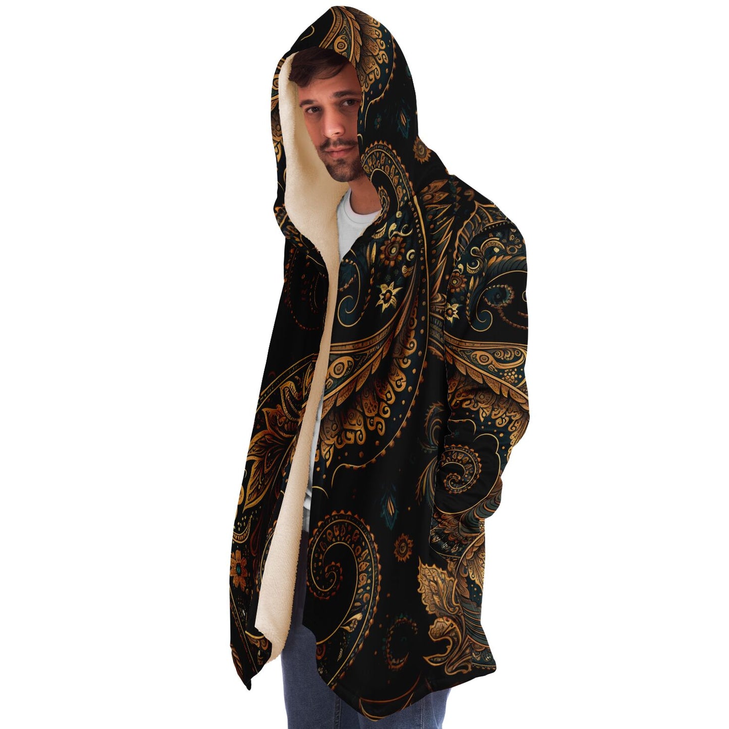 Paisley Print Hooded Cloak