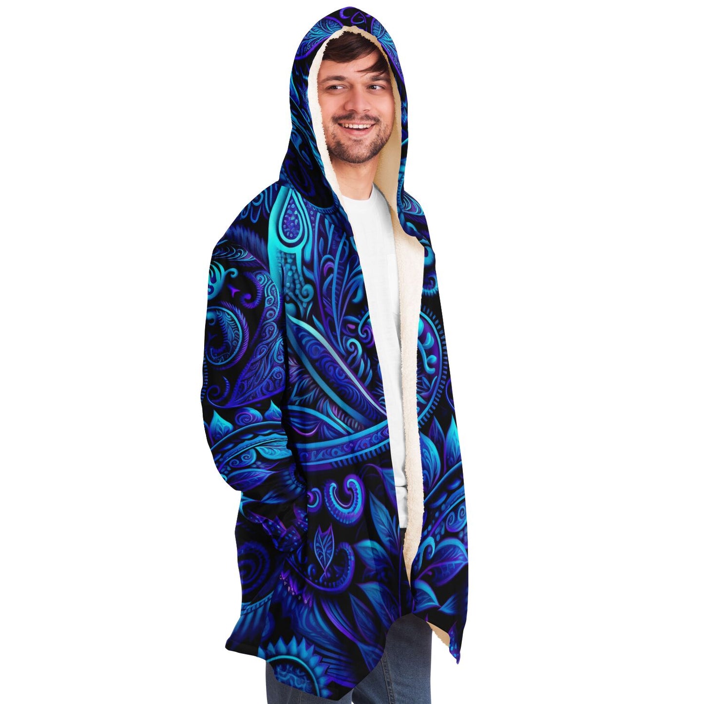 Blue Paisley Print Cloak