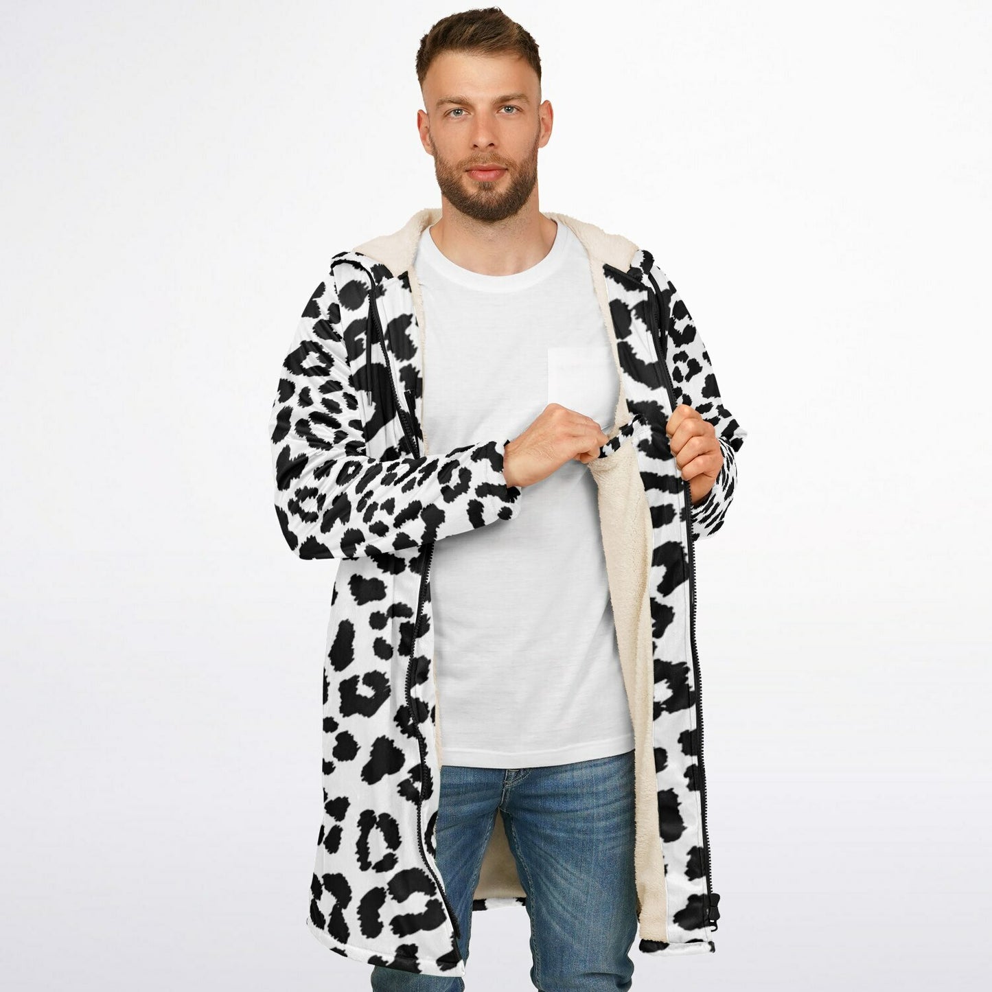 Snow Leopard Zip Up Cloak