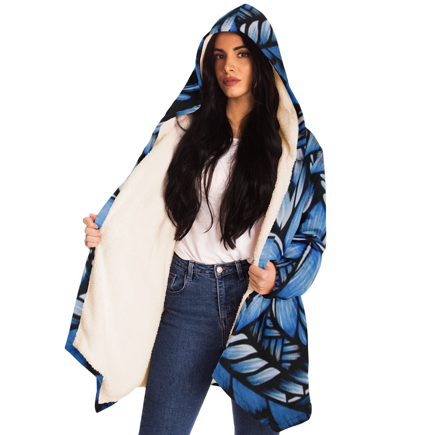 Blue tribal print cloak