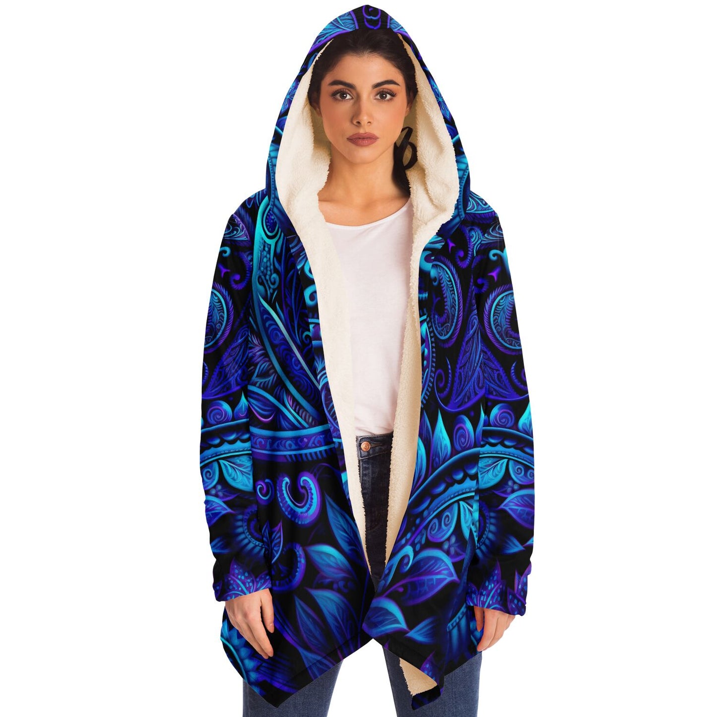 Blue Paisley Print Cloak