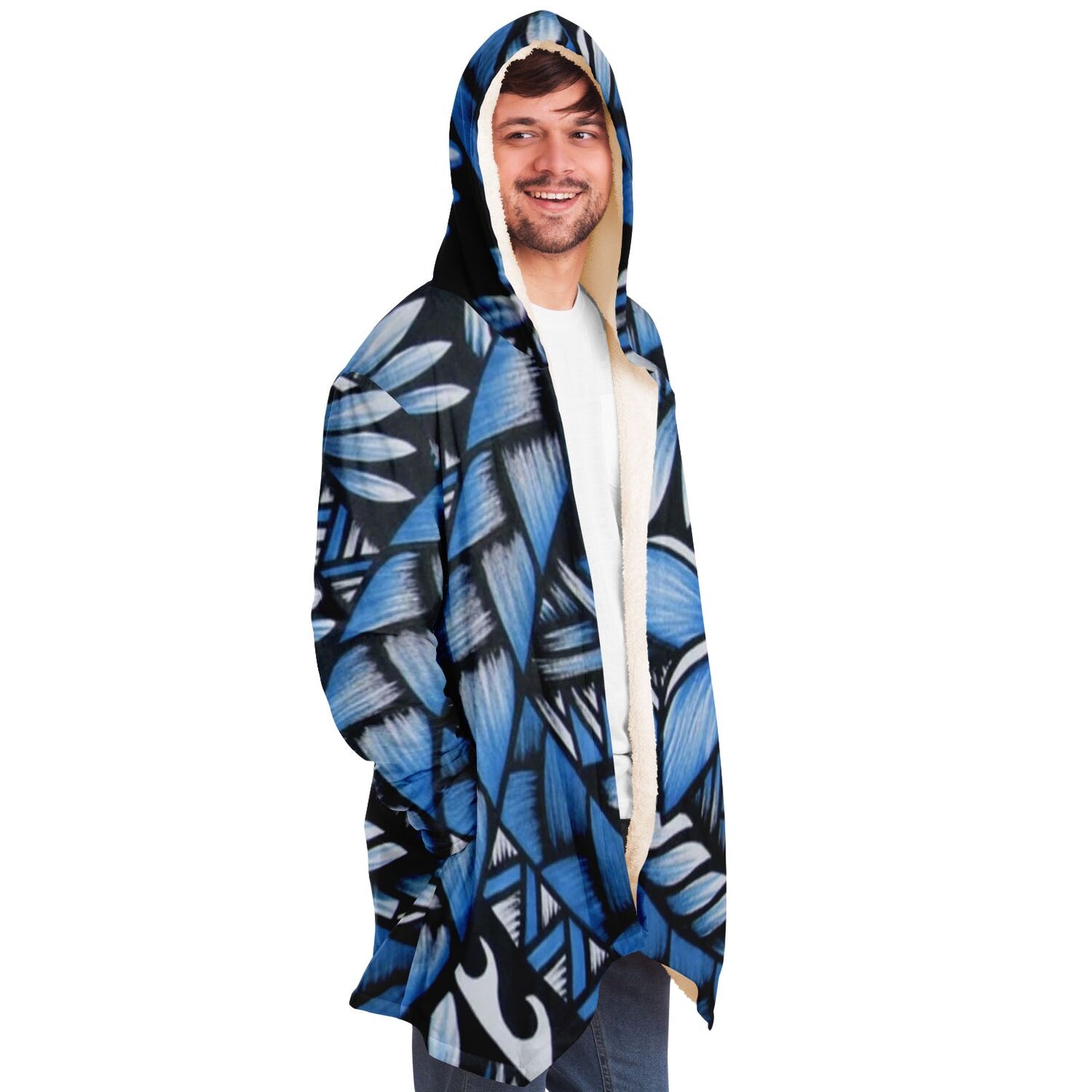 Blue tribal print cloak