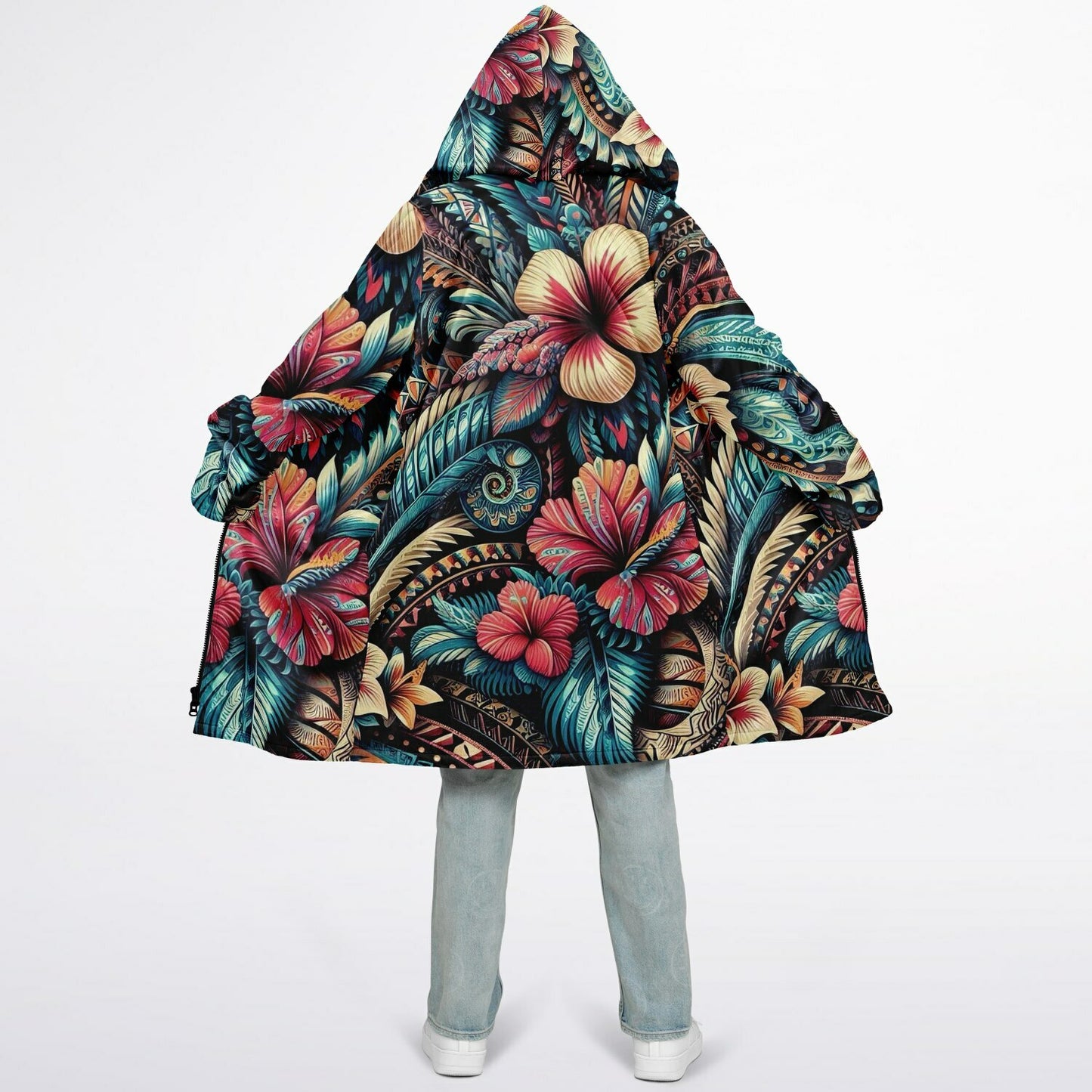 Tribal Flower Zip up Cloak