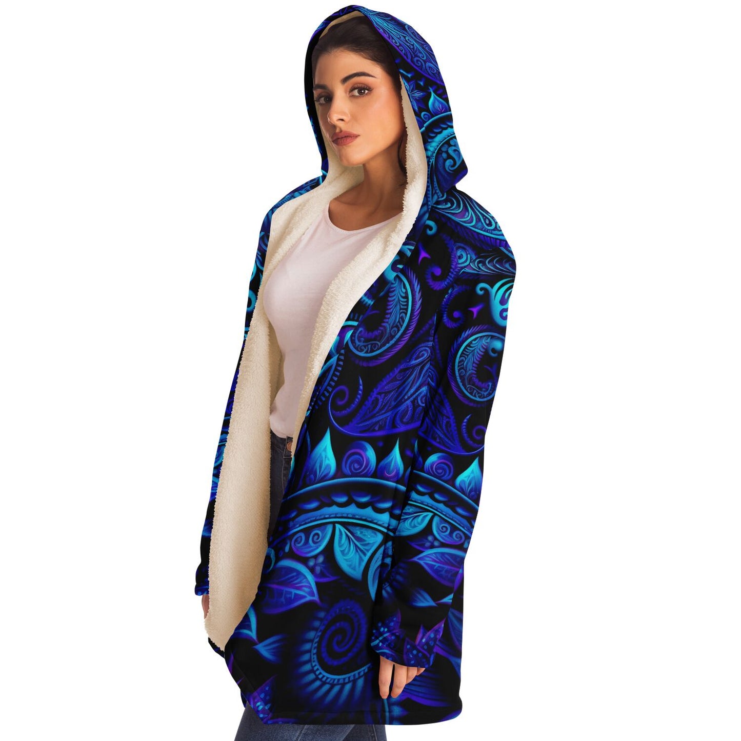 Blue Paisley Print Cloak