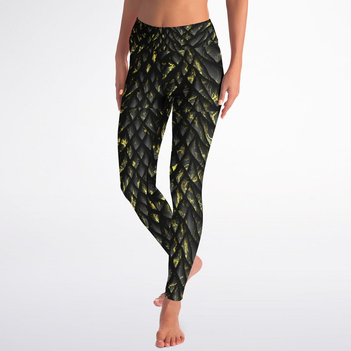 Yoga Leggings - Black Dragon Skin