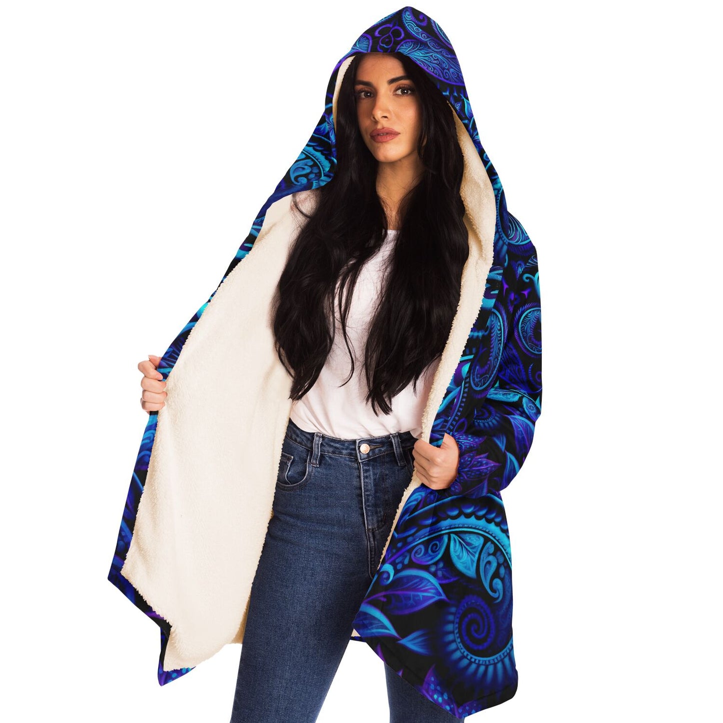 Blue Paisley Print Cloak