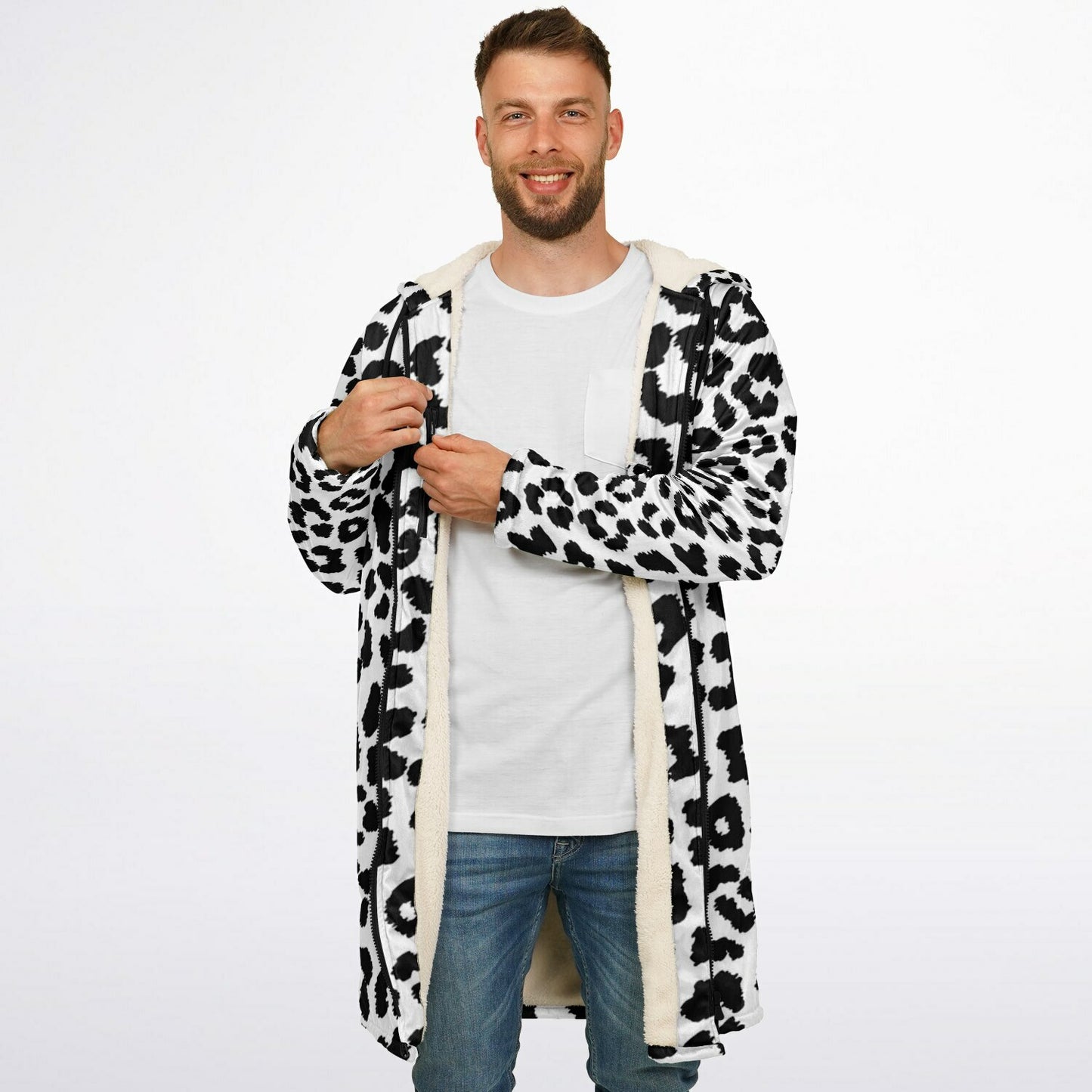 Snow Leopard Zip Up Cloak