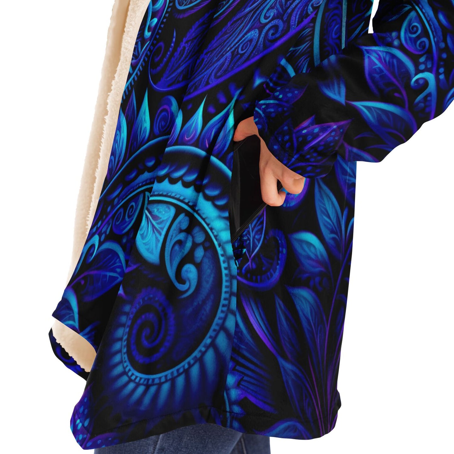 Blue Paisley Print Cloak