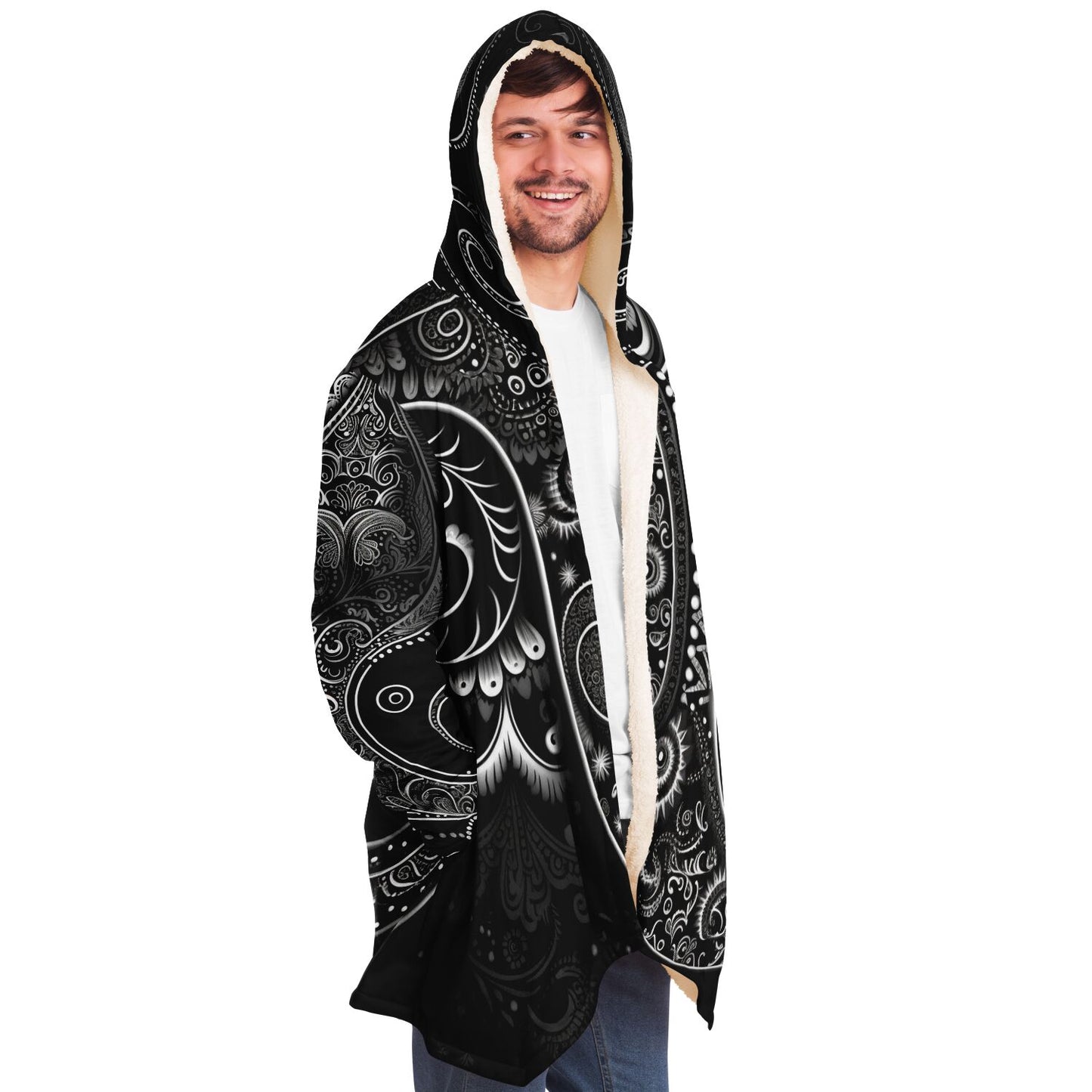 Black Paisley Print Cloak