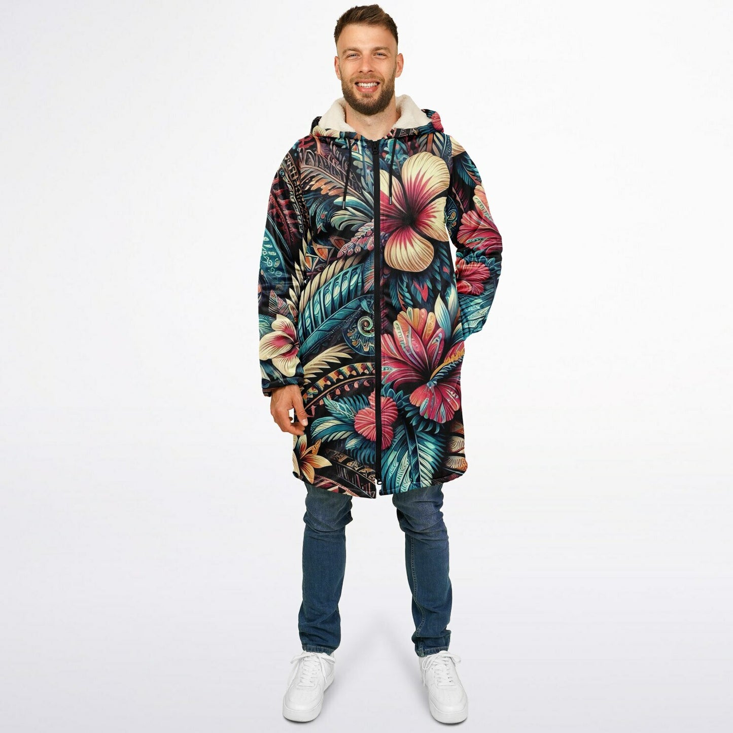 Tribal Flower Zip up Cloak