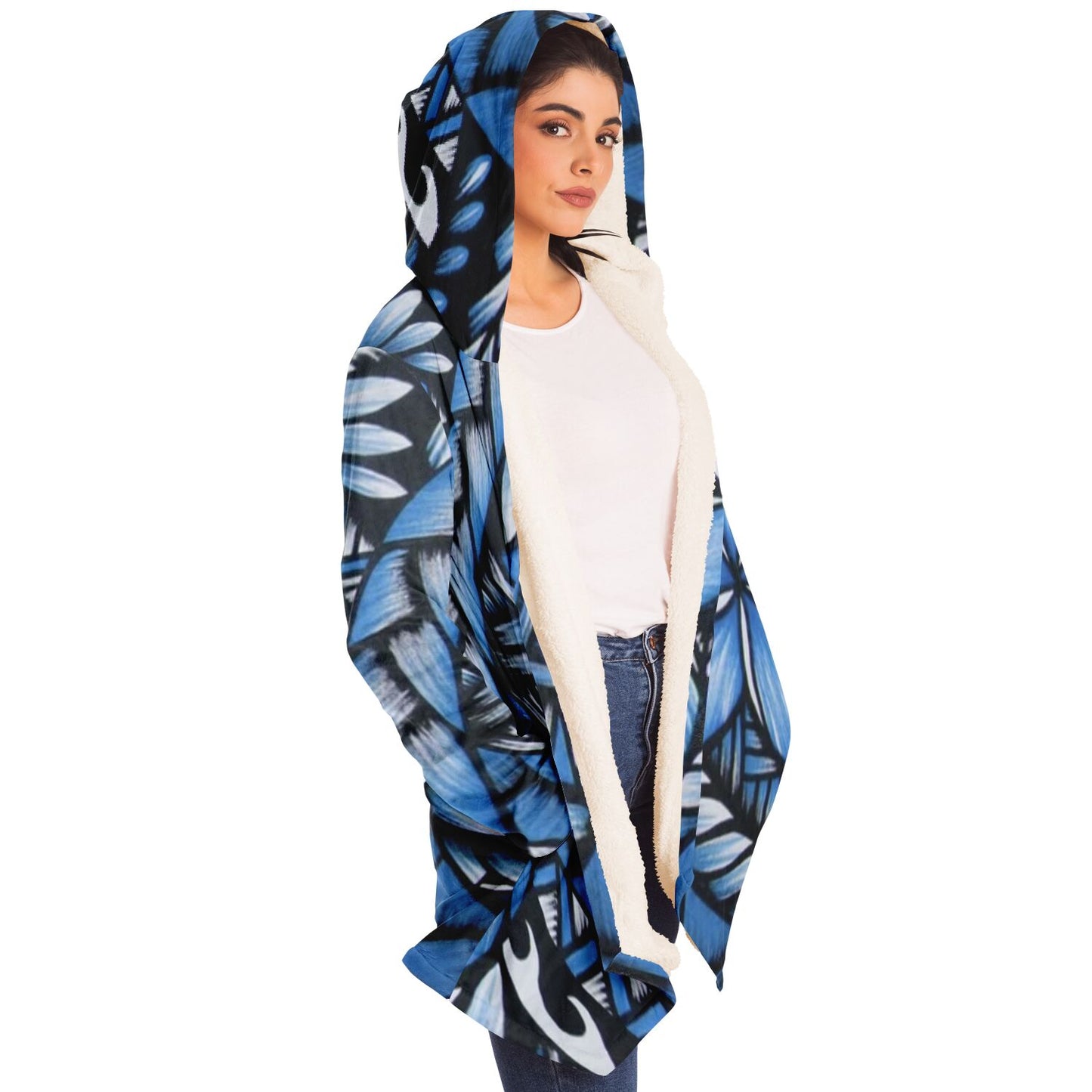 Blue tribal print cloak