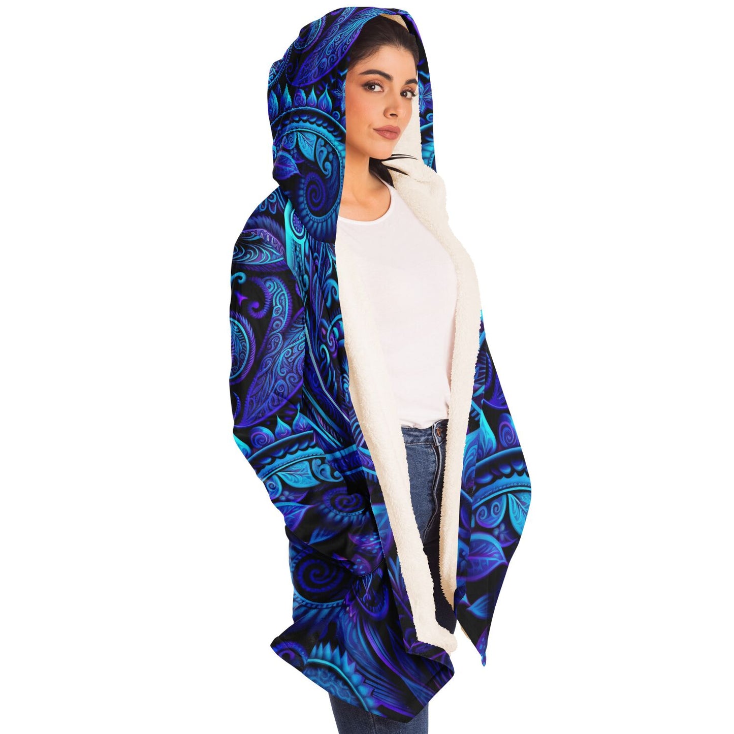 Blue Paisley Print Cloak