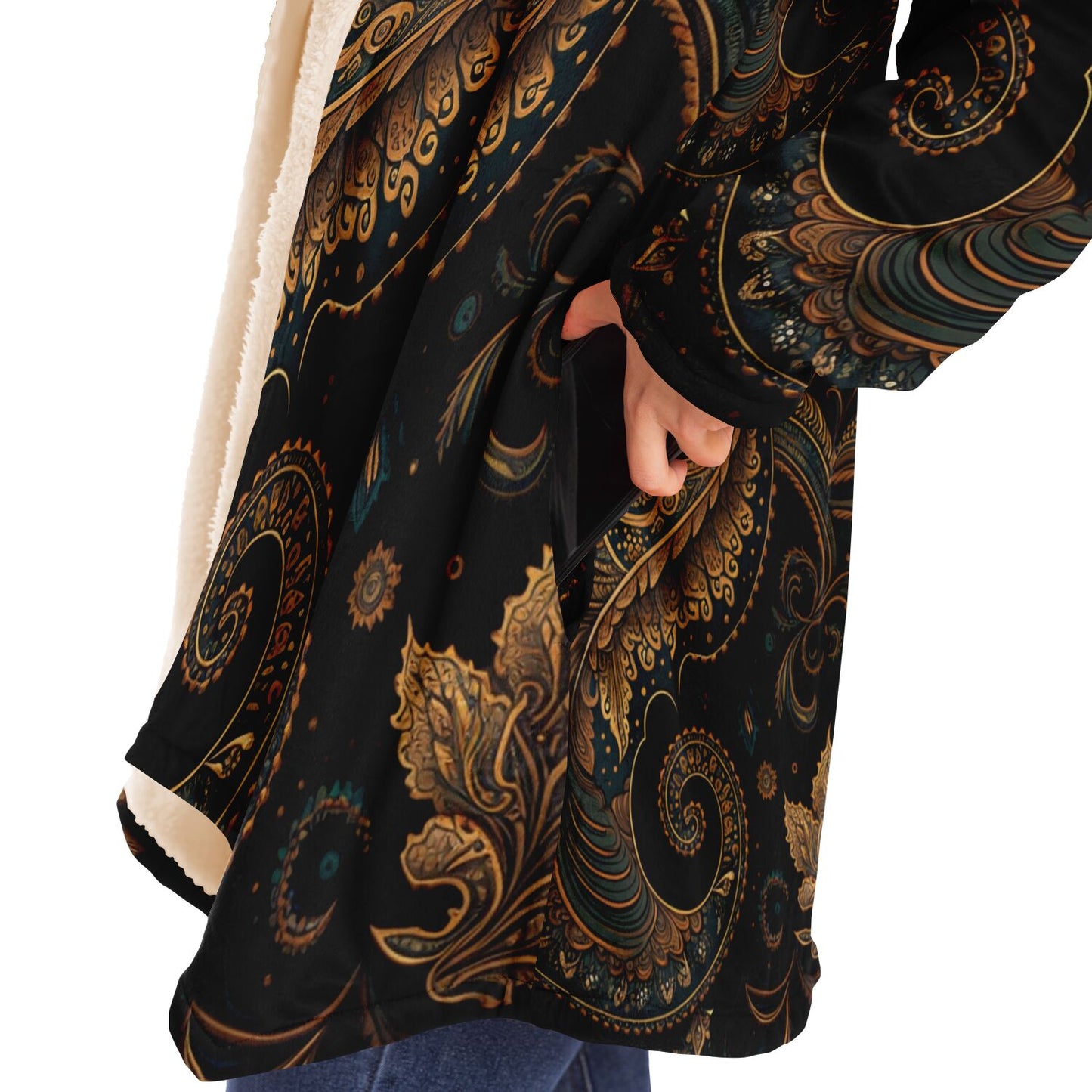 Paisley Print Hooded Cloak