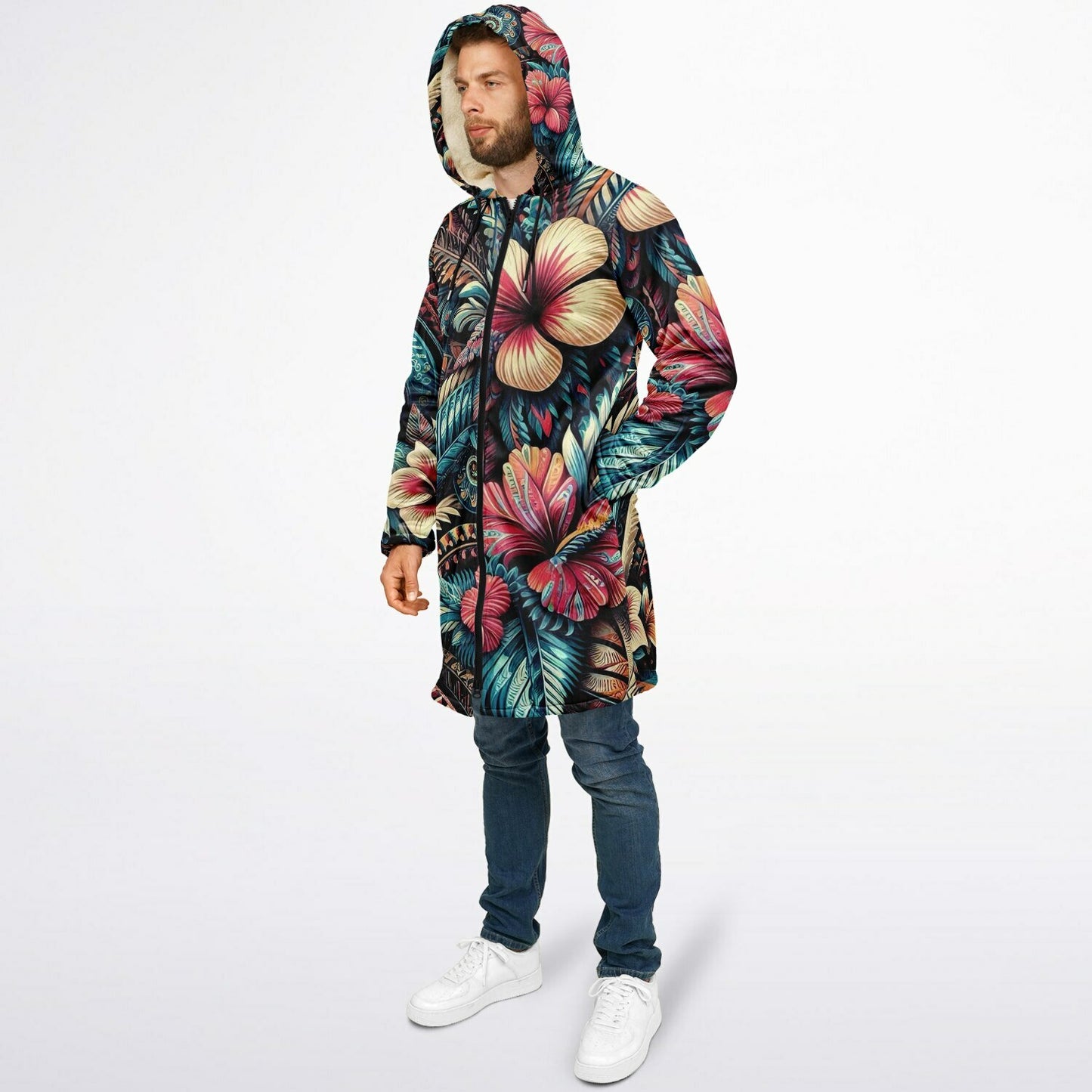 Tribal Flower Zip up Cloak